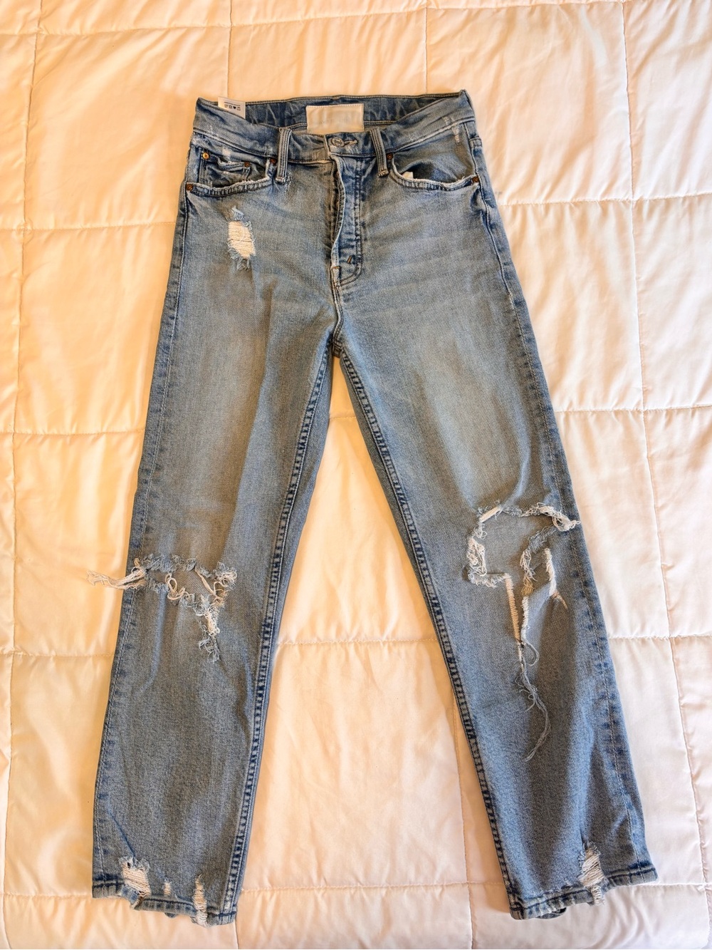 MOTHER The Tomcat Distressed Straight Leg Jeans
